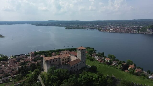 Aerial view of the Rocca the Angera fortress