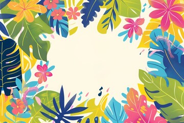  summer leaves and plants background vector presentation. summer background with the text "WELCOME Summer" 