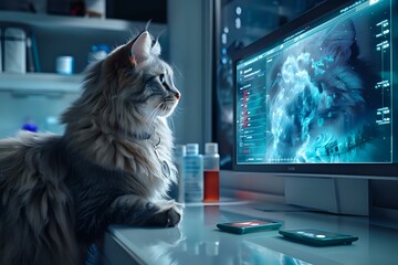 Compassionate Veterinarian Interacting with Loyal Canine Companion in Clinic