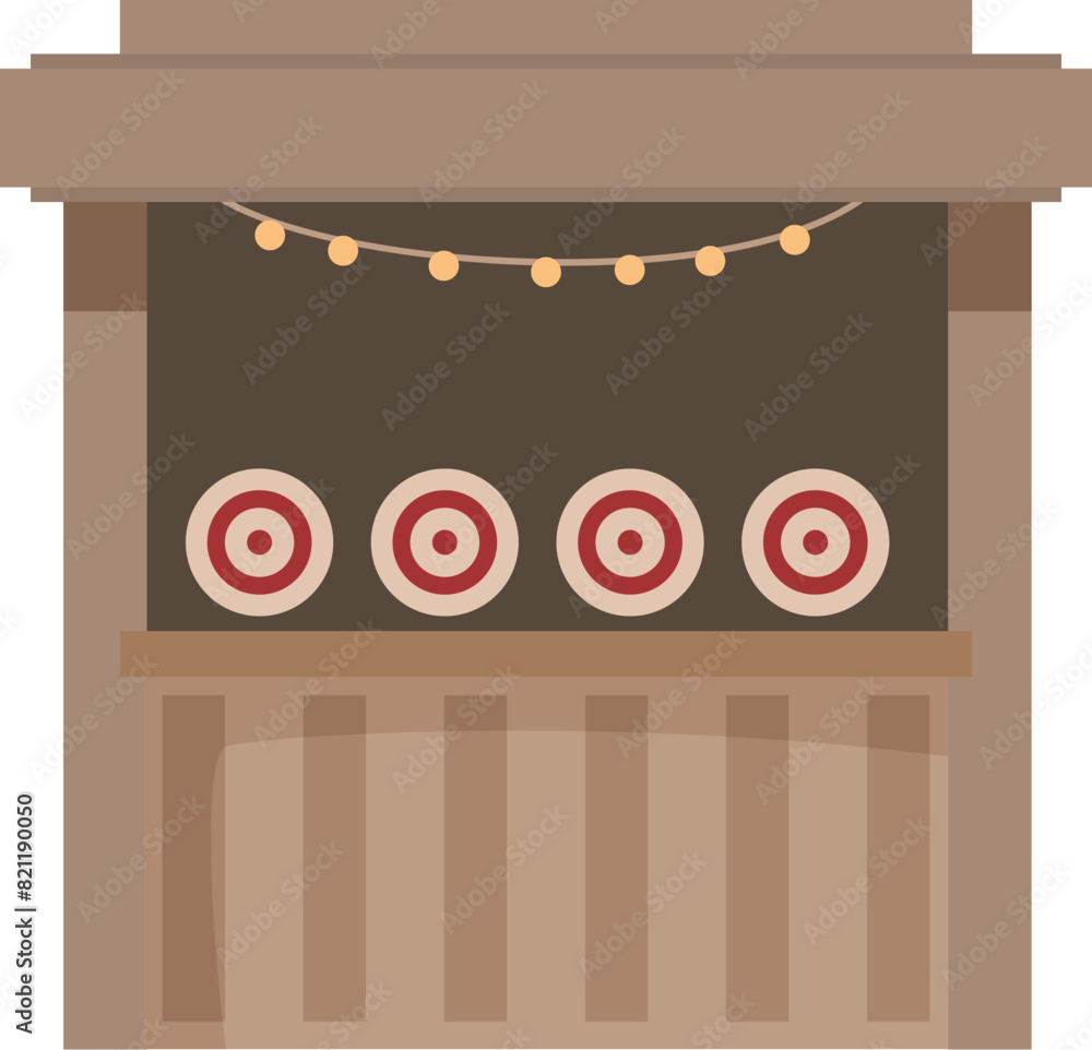 Poster flat vector design of a colorful shooting game stall with targets, perfect for funfair themed graphi