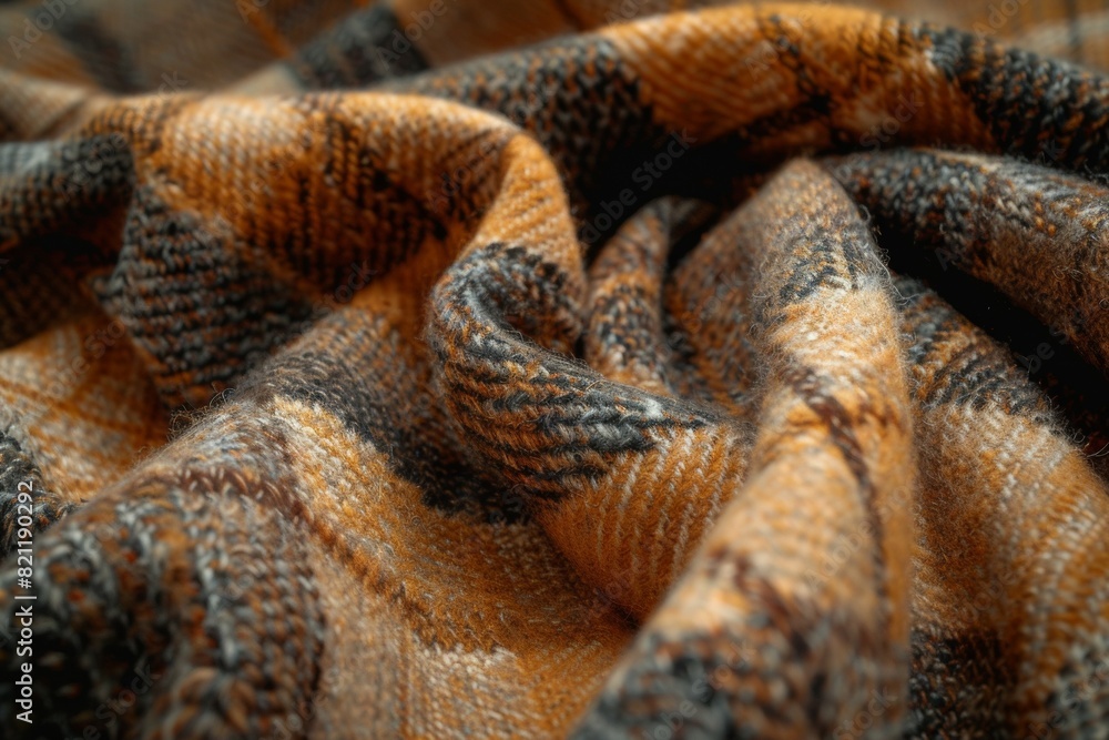 Poster a piece of fabric with a checkered pattern and a brown and gray color