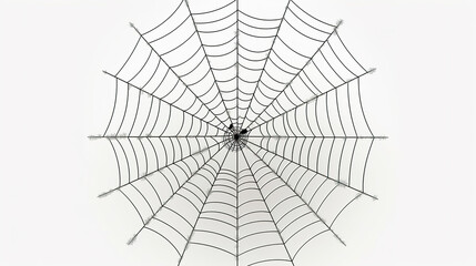 Obraz premium solitary spider web on a white background