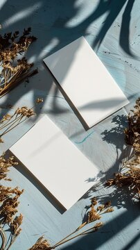 Mockup photo of two whites blanks vertical business cards for a beekeeper brand, recto and verso