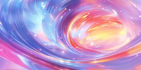an abstract background with swirling ribbons of light in pastel colors, creating the impression that they form a spiral or circle