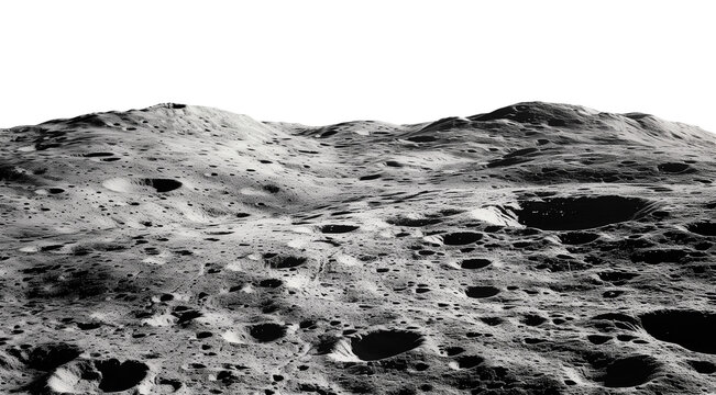 Moon Surface Landscape Isolated on Transparent Background
