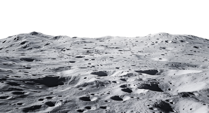 Moon Surface Landscape Isolated on Transparent Background
