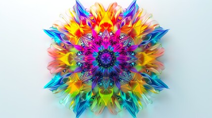 neon radiance: vibrant kaleidoscope mandala in glowing colors