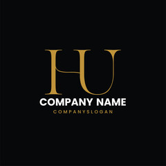 Letter HU initial logo design 