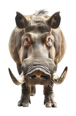 Fototapeta premium Warthog Front View Isolated on Transparent Background 