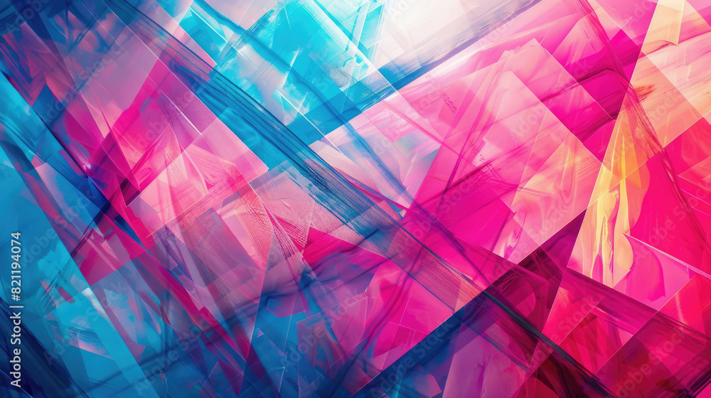 Poster colorful abstract design with layered transparent rectangles in pink and blue tones. dynamic and vib