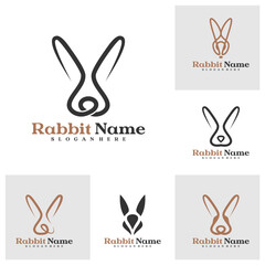 Set of Rabbit logo vector template, Creative Rabbit head logo design concepts