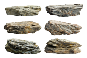 Flat Rock Set Isolated on Transparent Background
