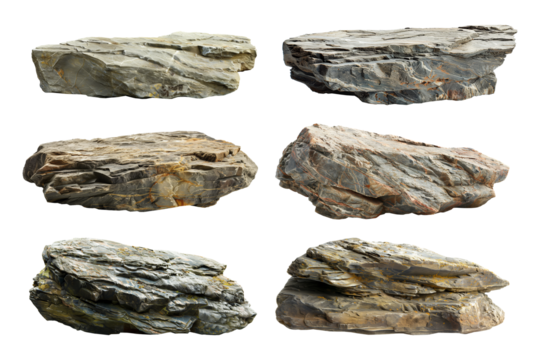 Flat Rock Set Isolated on Transparent Background
