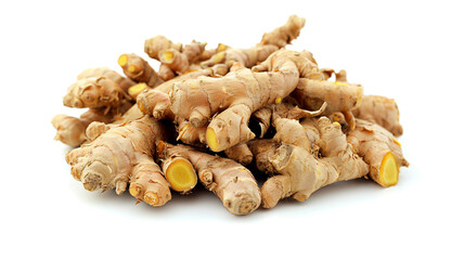 Fototapeta premium A pile of fresh ginger isolated on a white background