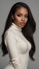 Naklejka premium Potrait beautiful black woman model, beauty model