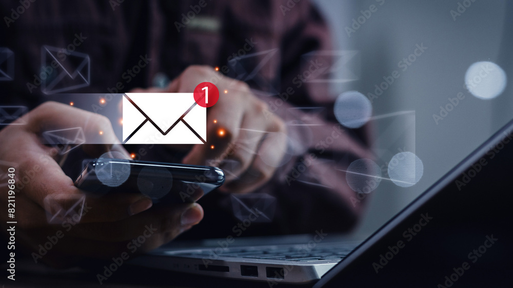 Poster email marketing concept for business communication and digital marketing. direct selling project in 