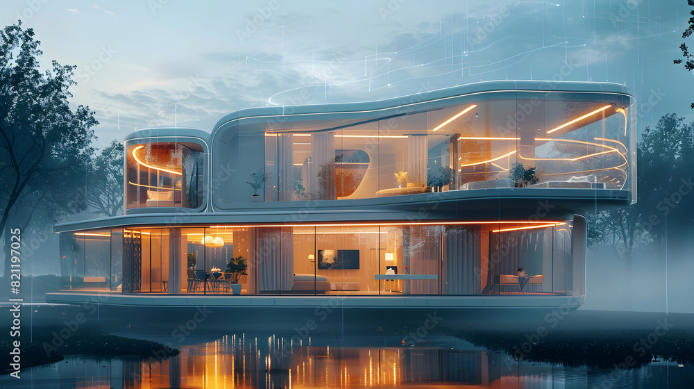 Poster futuristic home maintenance: ai powered system ensures optimal functionality and convenience technol
