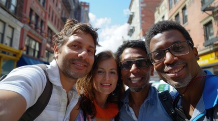 Fototapeta premium Group of friends on a city walking tour