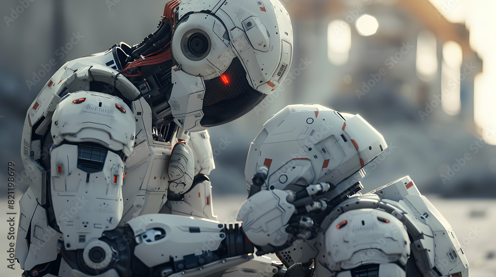Poster futuristic photo realistic image of a man showcasing creativity and engineering skills by building r