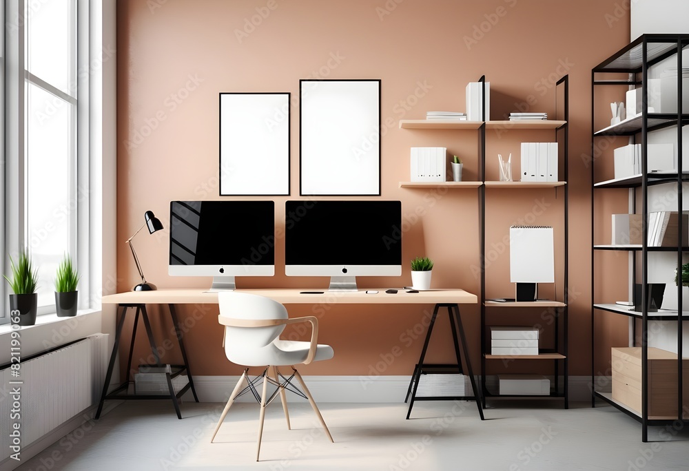 Fototapete photorealistic mockup of an iso a size frame on a modern living room wall, featuring a blank poster 