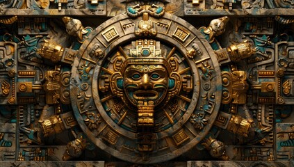 Fototapeta premium Intricate Aztec Sunstone Design