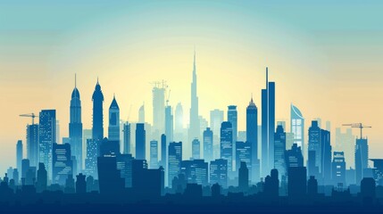 Obraz premium Panoramic skyline with iconic skyscrapers defining the silhouette of the city.