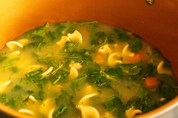 Closeup of a soup in a pot