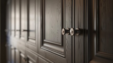 Obraz premium Capturing cabinet design details such as handles, moldings and finishes highlights the elegance and simplicity of the minimalist design. generative ai