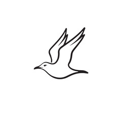 Seagull in cartoon, doodle style . Image for t-shirt, web, mobile apps and ui. Isolated 2d vector illustration in logo, icon, sketch style, Eps 10, black and white. AI Generative