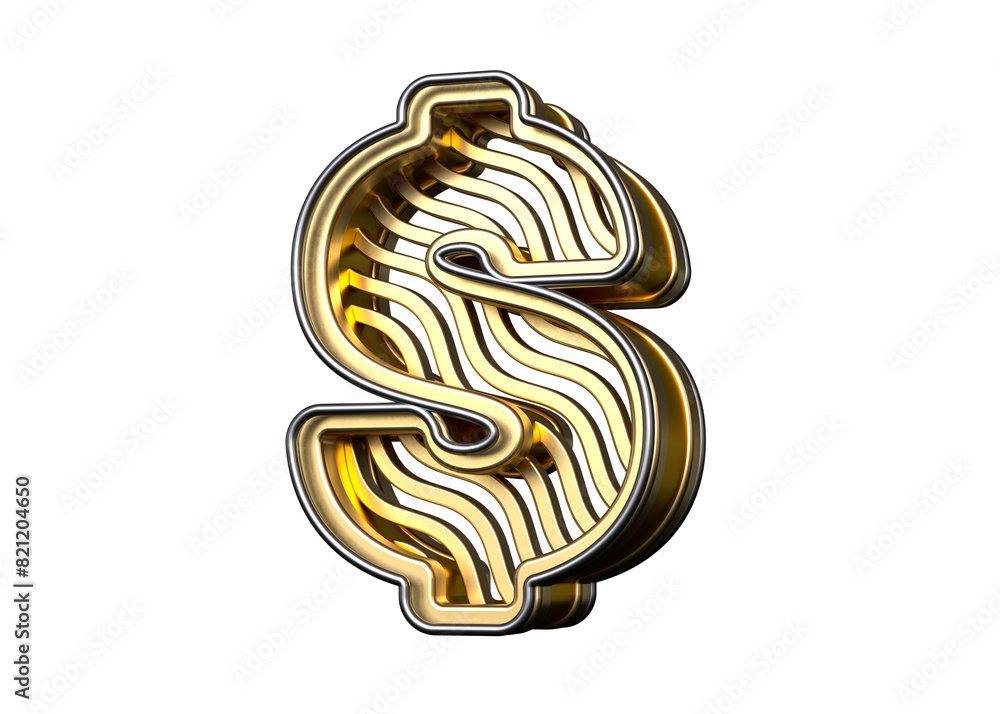 Poster dollar symbol icon designed with a nice hollow shape with wavy lines. new trendy 3d characters colle