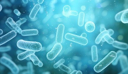 Escherichia coli bacteria abstract blue background
