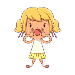 Happy girl shouting, scream, gesture, cute, child
