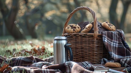 Picnic Perfection Photograph a wicker basket filled whit cookie - Powered by Adobe