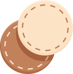 Simple, highquality vector graphic of two round wooden boards in an isometric view