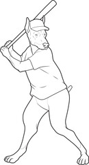 Doberman Baseball Baseball bat Animal Vector Graphic Art Illustration