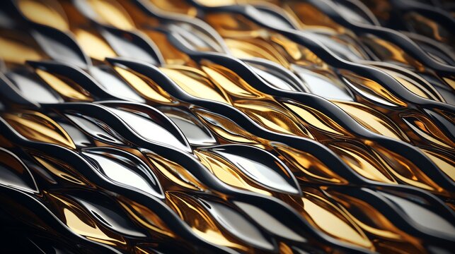 Abstract metallic textures with interwoven gold and silver patterns creating a modern, sleek aesthetic.