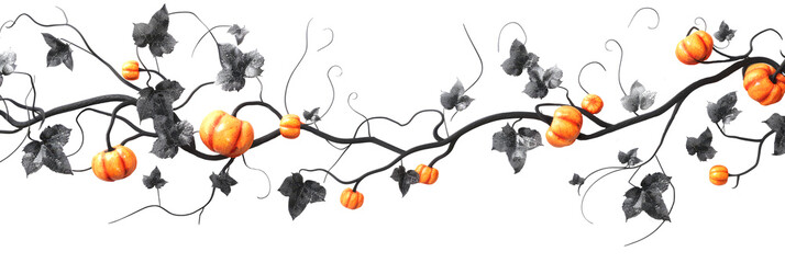 Halloween festive garland of pumpkins isolated on a white background. Getting ready for a Halloween party. Celebrate a fun Halloween in the fall.