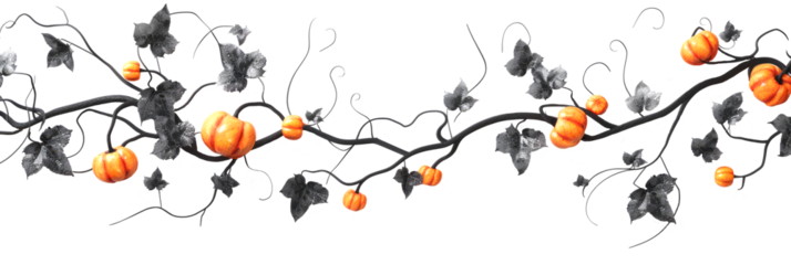 Halloween festive garland of pumpkins isolated on a white background. Getting ready for a Halloween party. Celebrate a fun Halloween in the fall.