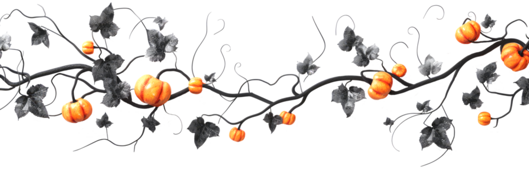 Halloween festive garland of pumpkins isolated on a white background. Getting ready for a Halloween party. Celebrate a fun Halloween in the fall.