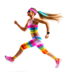 Powerful Female Athlete Sprinting Forward