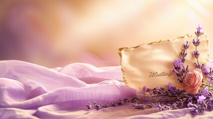 Romantic allure: captivating wedding invitation card adorned with text wedding, blending elegance and sentiment in beautiful design, perfect for announcing and inviting to joyous celebration of love.