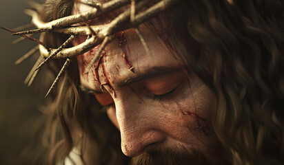 Jesus Christ with a crown of thorns on his head