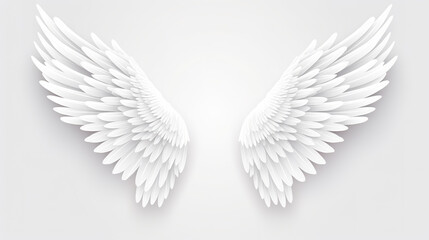 Vector illustration of white wings set apart on a background of pure white