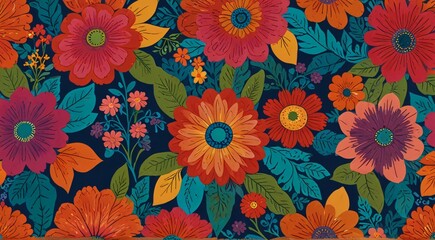 Bright blooms arranged in a colorful motif.