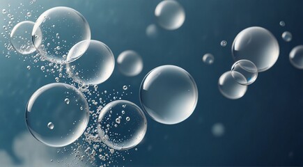 Blue and white background with bubbles, creating a serene and refreshing atmosphere