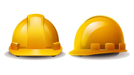 A yellow safety helmet set apart against a blank white background