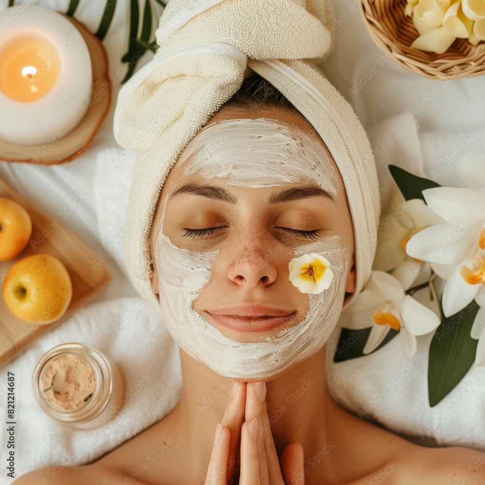 Poster these prompts should help in creating stock photos that depict various aspects of skin spa treatment