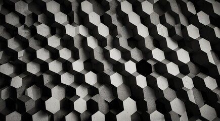 A monochrome image displaying a hexagonal pattern in black and white.