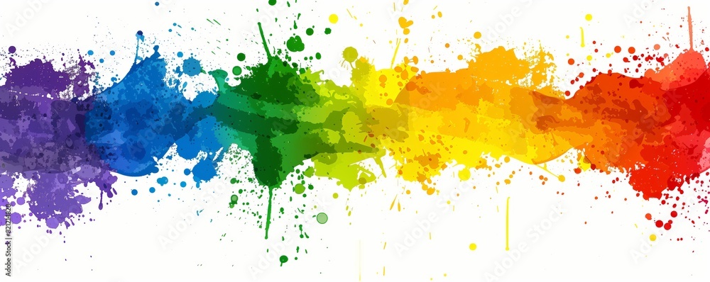 Wall mural colorful abstract rainbow paint splash and splatter isolated on white background. 8k high resolution - Wall murals