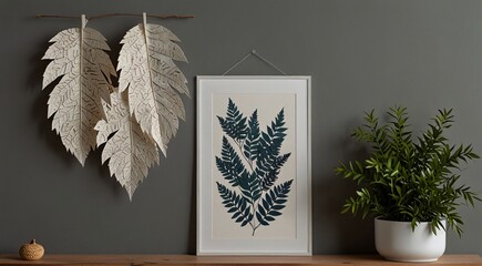 A decorative wall hanging crafted from delicate paper leaves, adding an elegant touch to any space.